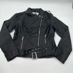 LA Coalition soft vegan leather moto-jacket SZ M.‎ NWT
